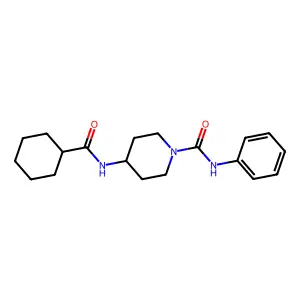 4-(Cyclohexanecarbonyl-amino)-piperidine-1-carboxylic acid phenylamide structure
