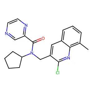 N-[(2-Chloro-8-methyl-3-quinolinyl)methyl]-N-cyclopentyl-2-pyrazinecarboxamide structure