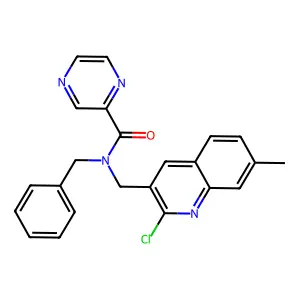 N-benzyl-N-[(2-chloro-7-methylquinolin-3-yl)methyl]pyrazine-2-carboxamide structure