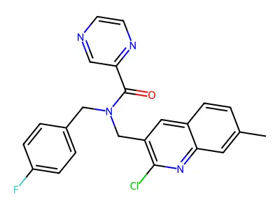 N-[(2-Chloro-7-methyl-3-quinolinyl)methyl]-N-(4-fluorobenzyl)-2-pyrazinecarboxamide structure