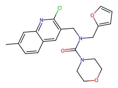 4-morpholinecarboxamide,n-[(2-chloro-7-methyl-3-quinolinyl)methyl]-n-(2-furanylmethyl)- structure