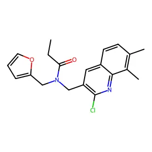 N-[(2-chloro-7,8-dimethylquinolin-3-yl)methyl]-N-(furan-2-ylmethyl)propanamide structure