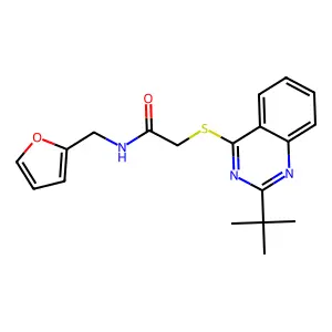 2-(2-tert-butylquinazolin-4-yl)sulfanyl-N-(furan-2-ylmethyl)acetamide structure