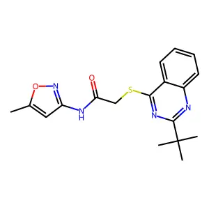 Acetamide,2-[[2-(tert-butyl)-4-quinazolinyl]thio]-N-(5-methyl-3-isoxazolyl)- structure