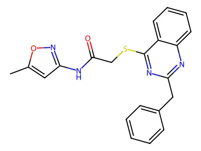 2-[(2-Benzyl-4-quinazolinyl)sulfanyl]-N-(5-methyl-1,2-oxazol-3-yl)acetamide structure
