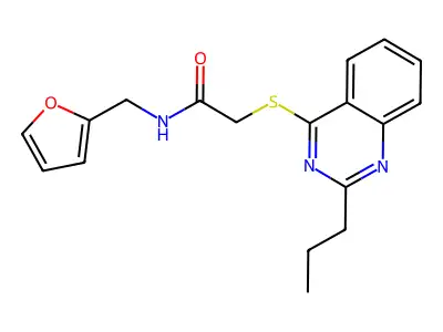 N-(2-Furylmethyl)-2-[(2-propyl-4-quinazolinyl)sulfanyl]acetamide structure