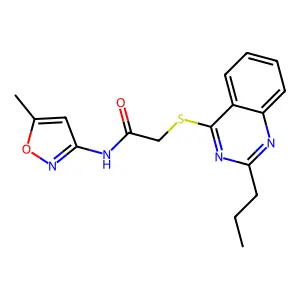 N-(5-Methyl-isoxazol-3-yl)-2-(2-propyl-quinazolin-4-ylsulfanyl)-acetamide structure