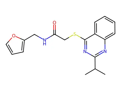 N-(2-Furylmethyl)-2-[(2-isopropyl-4-quinazolinyl)sulfanyl]acetamide structure