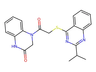 4-{[(2-Isopropyl-4-quinazolinyl)sulfanyl]acetyl}-3,4-dihydro-2(1H)-quinoxalinone structure