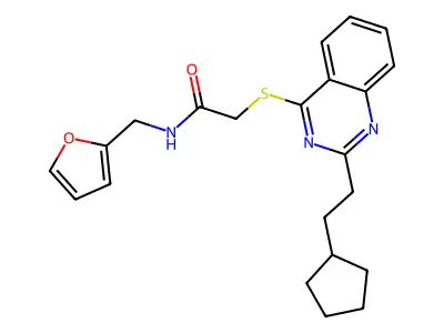 Acetamide,2-[[2-(2-cyclopentylethyl)-4-quinazolinyl]thio]-N-(furan-2-ylmethyl)- structure