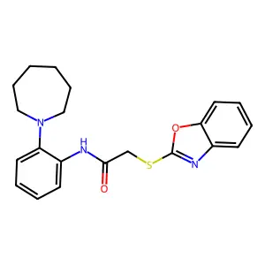 N-[2-(1-azepanyl)phenyl]-2-(1,3-benzoxazol-2-ylthio)acetamide structure