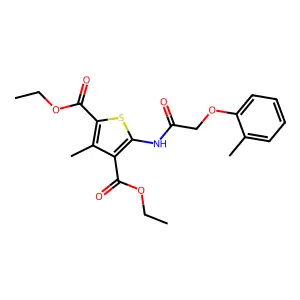 Diethyl 3-methyl-5-(((2-methylphenoxy)acetyl)amino)-2,4-thiophenedicarboxylate structure