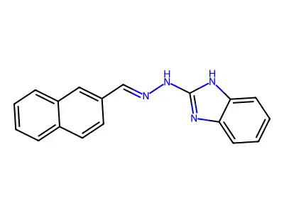 2-[(2E)-2-(naphthalen-2-ylmethylidene)hydrazinyl]-1H-benzimidazole structure