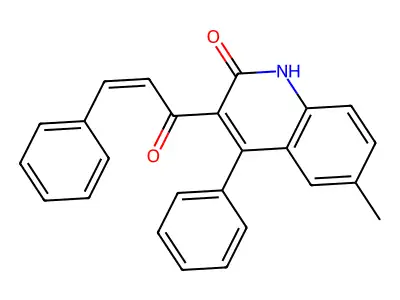 6-methyl-4-phenyl-3-(3-phenylprop-2-enoyl)-1H-quinolin-2-one structure