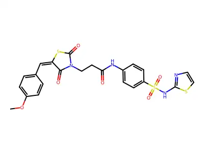 3-[(5E)-5-[(4-methoxyphenyl)methylidene]-2,4-dioxo-1,3-thiazolidin-3-yl]-N-[4-(1,3-thiazol-2-ylsulfamoyl)phenyl]propanamide structure