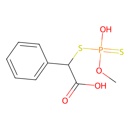 2-[Hydroxy(methoxy)phosphinothioyl]sulfanyl-2-phenylacetic acid structure