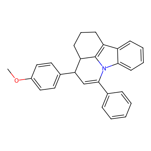 4-(4-methoxyphenyl)-6-phenyl-2,3,3a,4-tetrahydro-1H-pyrido[3,2,1-jk]carbazole structure