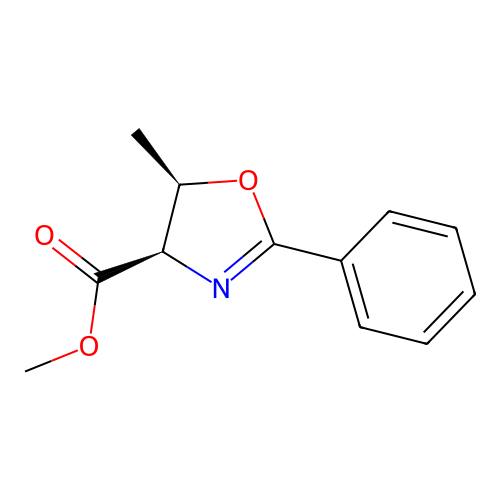 2-Phenyl-4-carbomethoxy-5-methyl-cis-oxazoline structure