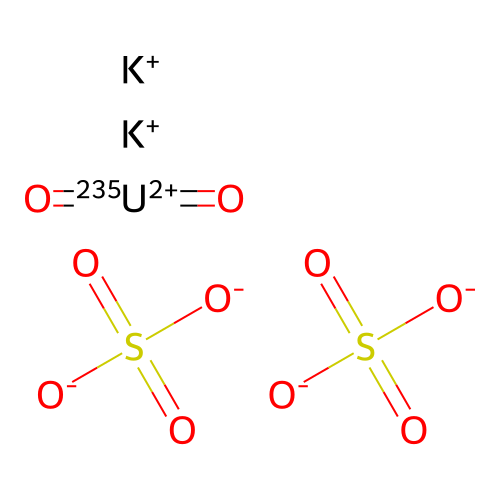 Dipotassium uranyl bis(sulphate), of uranium depleted in uranium-235 structure