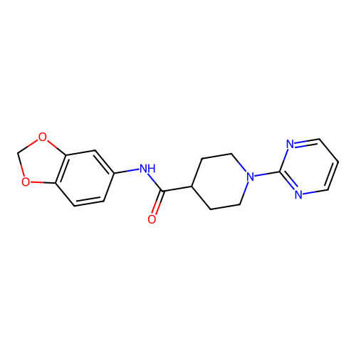 N-(1,3-benzodioxol-5-yl)-1-(pyrimidin-2-yl)piperidine-4-carboxamide structure