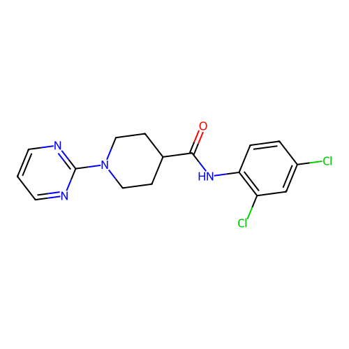 N-(2,4-dichlorophenyl)-1-(pyrimidin-2-yl)piperidine-4-carboxamide structure