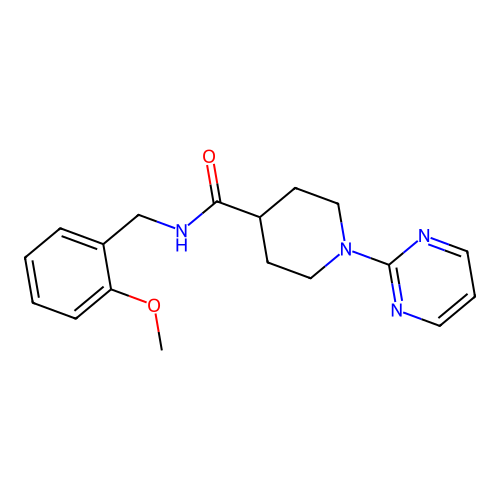 N-(2-methoxybenzyl)-1-(pyrimidin-2-yl)piperidine-4-carboxamide structure