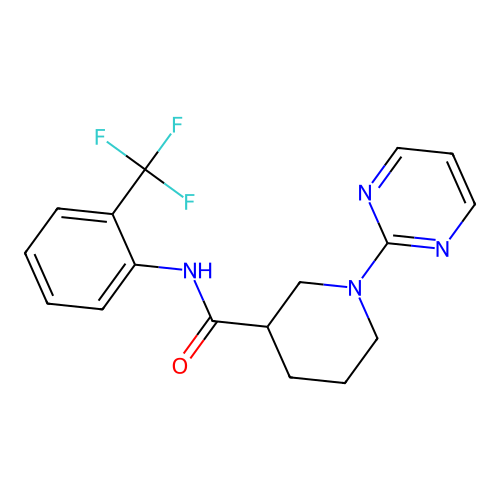 1-(pyrimidin-2-yl)-N-(2-(trifluoromethyl)phenyl)piperidine-3-carboxamide structure
