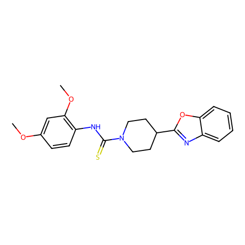 4-(1,3-benzoxazol-2-yl)-N-(2,4-dimethoxyphenyl)piperidine-1-carbothioamide structure