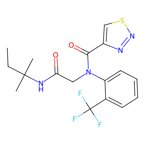 1,2,3-Thiadiazole-4-carboxamide, N-[2-[(1,1-dimethylpropyl)amino]-2-oxoethyl]-N-[2-(trifluoromethyl)phenyl]- (9CI) structure