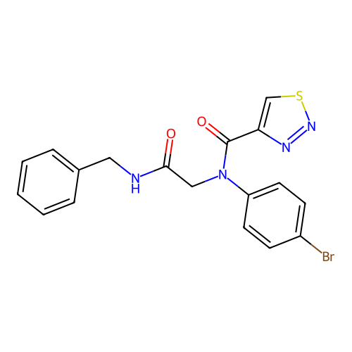 N-[2-(benzylamino)-2-oxoethyl]-N-(4-bromophenyl)thiadiazole-4-carboxamide structure