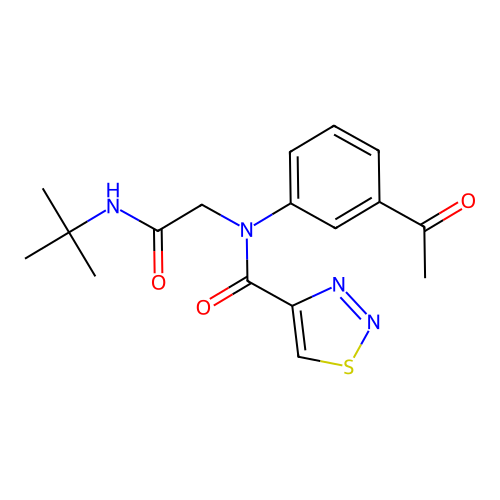 N-(3-acetylphenyl)-N-[2-(tert-butylamino)-2-oxoethyl]thiadiazole-4-carboxamide structure
