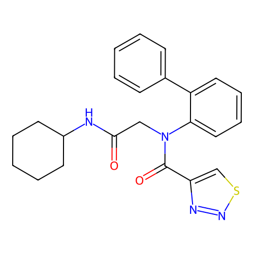 N-[2-(cyclohexylamino)-2-oxoethyl]-N-(2-phenylphenyl)thiadiazole-4-carboxamide structure