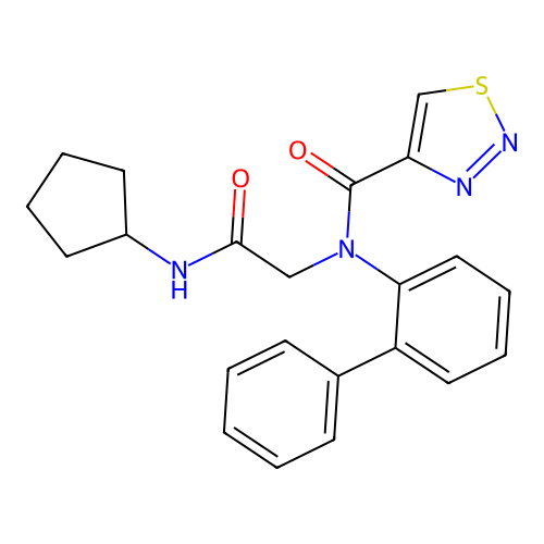 N-[2-(cyclopentylamino)-2-oxoethyl]-N-(2-phenylphenyl)thiadiazole-4-carboxamide structure