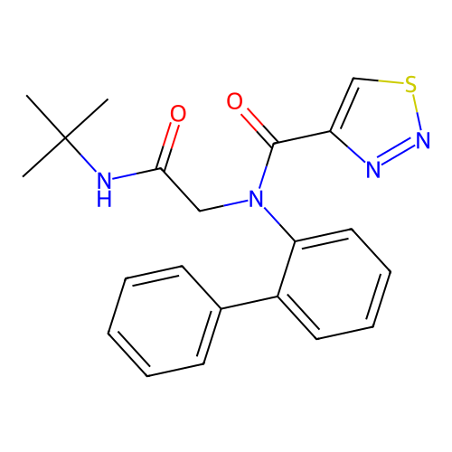N-[2-(tert-butylamino)-2-oxoethyl]-N-(2-phenylphenyl)thiadiazole-4-carboxamide structure