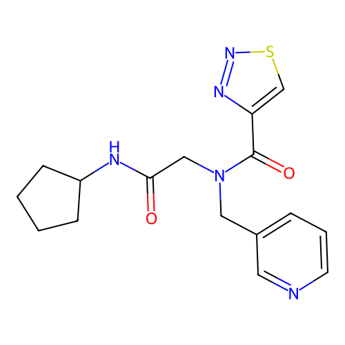 N-(cyclopentylcarbamoylmethyl)-N-(pyridin-3-ylmethyl)thiadiazole-4-carboxamide structure