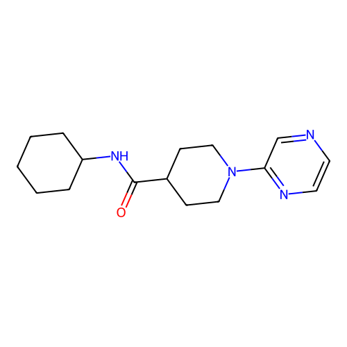 N-cyclohexyl-1-pyrazin-2-ylpiperidine-4-carboxamide structure