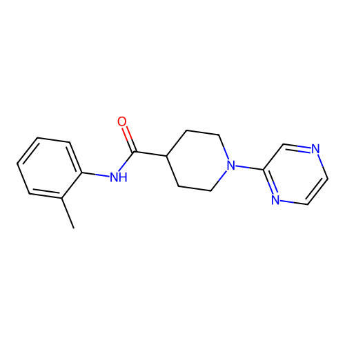 1-Pyrazin-2-yl-piperidine-4-carboxylic acid o-tolylamide structure