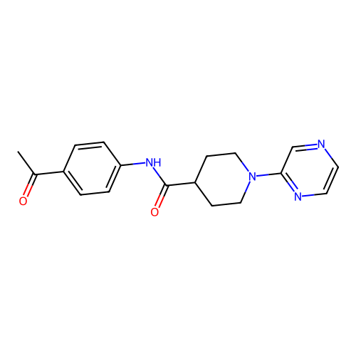 N-(4-acetylphenyl)-1-pyrazin-2-ylpiperidine-4-carboxamide structure