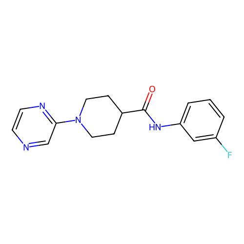 N-(3-fluorophenyl)-1-pyrazin-2-ylpiperidine-4-carboxamide structure