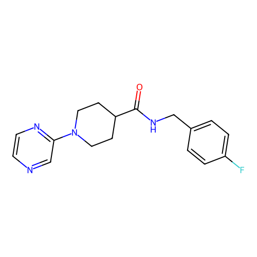 N-[(4-Fluorophenyl)methyl]-1-(pyrazin-2-YL)piperidine-4-carboxamide structure