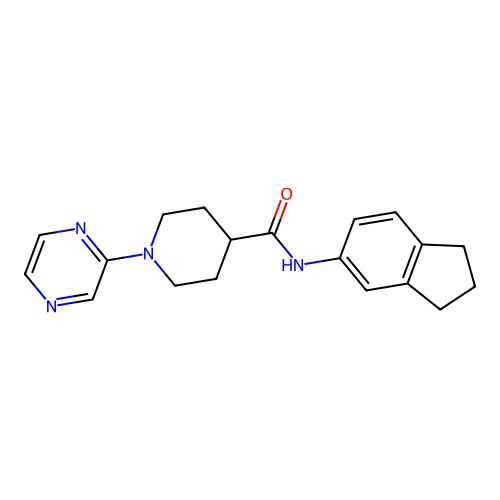 N-(2,3-Dihydro-1H-inden-5-YL)-1-(pyrazin-2-YL)piperidine-4-carboxamide structure