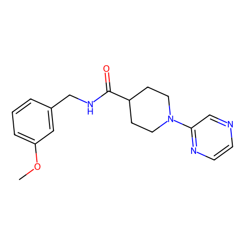 1-Pyrazin-2-yl-piperidine-4-carboxylic acid 3-methoxy-benzylamide structure