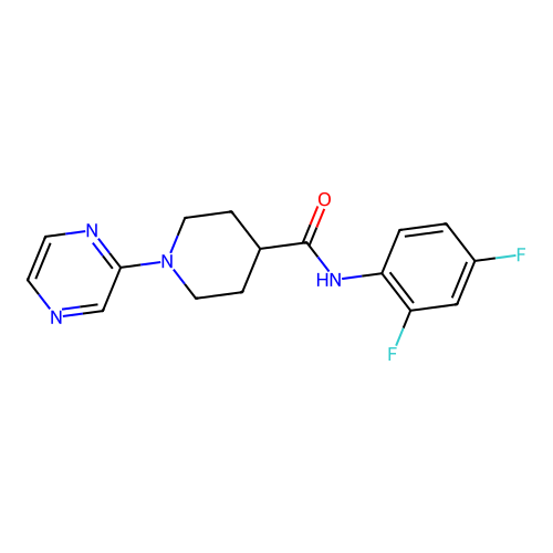 N-(2,4-difluorophenyl)-1-pyrazin-2-ylpiperidine-4-carboxamide structure