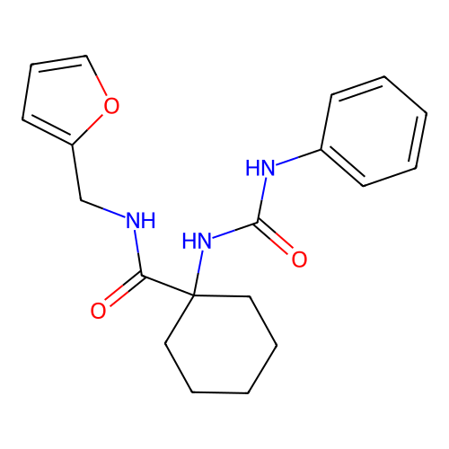 N-(furan-2-ylmethyl)-1-(phenylcarbamoylamino)cyclohexane-1-carboxamide structure