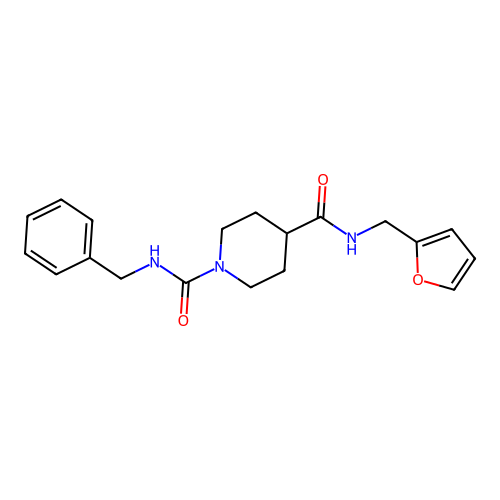 1-N-benzyl-4-N-(furan-2-ylmethyl)piperidine-1,4-dicarboxamide structure