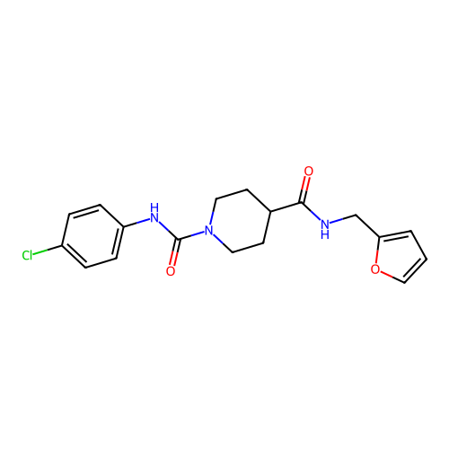 1-N-(4-chlorophenyl)-4-N-(furan-2-ylmethyl)piperidine-1,4-dicarboxamide structure