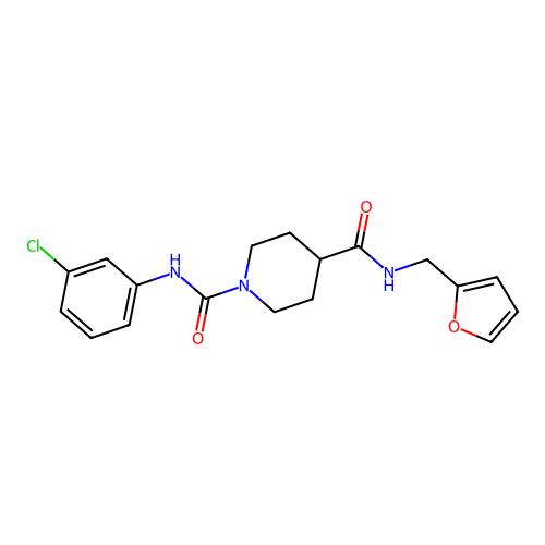 1-N-(3-chlorophenyl)-4-N-(furan-2-ylmethyl)piperidine-1,4-dicarboxamide structure