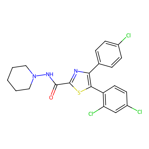 4-(4-chlorophenyl)-5-(2,4-dichlorophenyl)-n-piperidin-1 -yl-1,3-thiazole-2-carboxamide structure