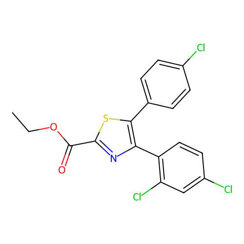 Ethyl 5-(4-chlorophenyl)-4-(2,4-dichlorophenyl)-1,3-thiazole-2-carboxylate structure