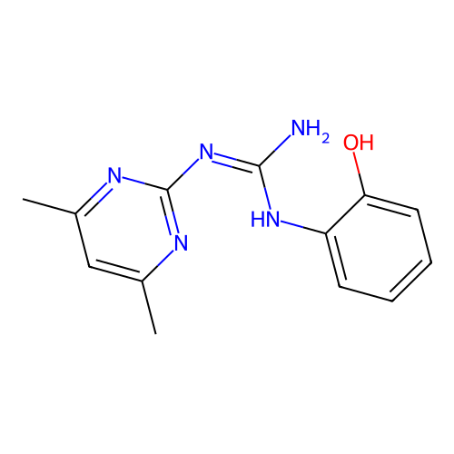 2-({[(4,6-Dimethylpyrimidin-2-yl)amino]iminomethyl}amino)phenol structure